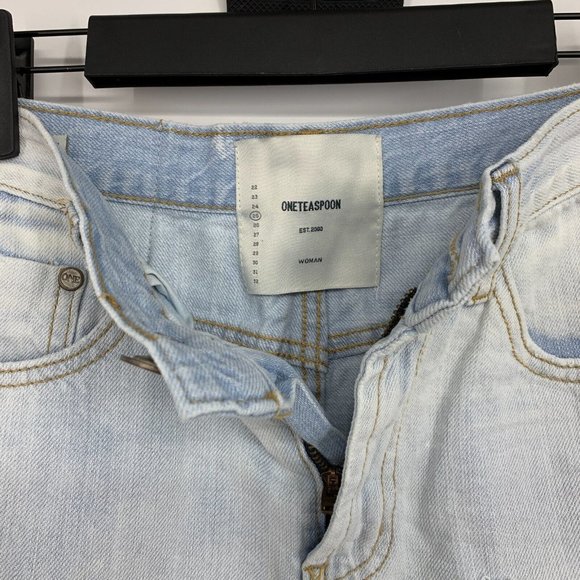 One Teaspoon Denim Skirt Blue 2020 High Waist Mini Distressed Fray Hem - Picture 5 of 13